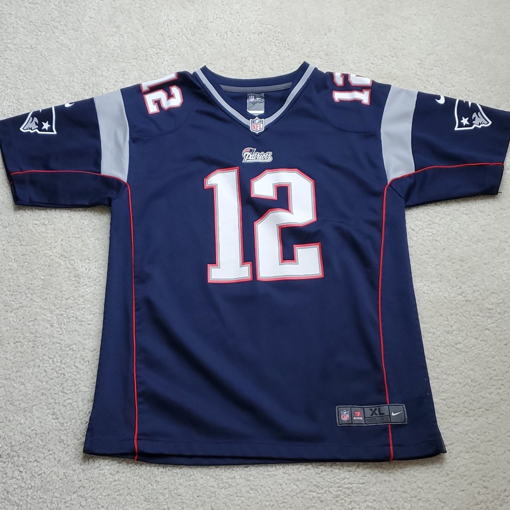 Kids XL NFL Patriots Jersey #12 Tom Brady Used